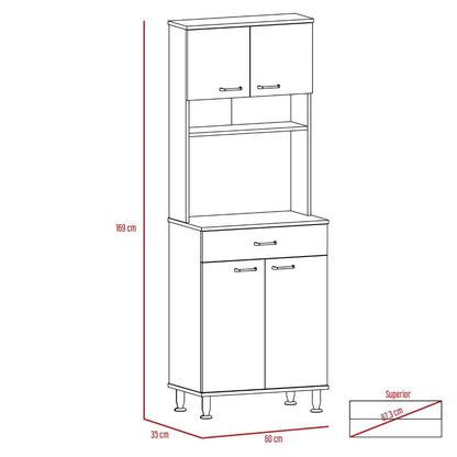 Combo Kitchen, Blanco y Rovere, incluye mueble microondas 54, barra y optimizador