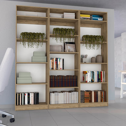 Combo Home, Estante Colección 28, Macadamia, con tres estantes