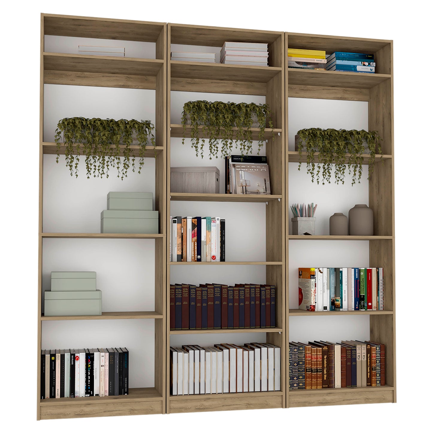 Combo Home, Estante Colección 28, Macadamia, con tres estantes