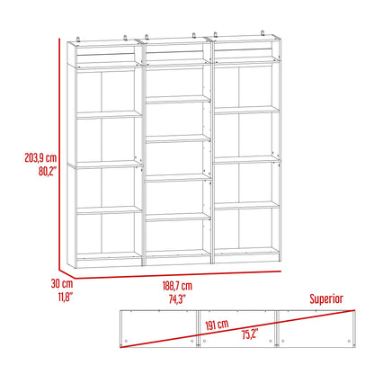 Combo Home, Estante Colección 28, Macadamia, con tres estantes