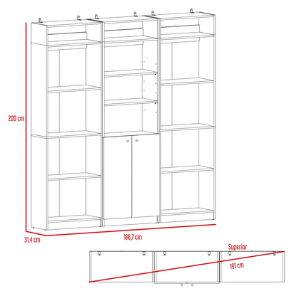 Combo Home, Estante Colección 29, Macadamia, con tres estantes