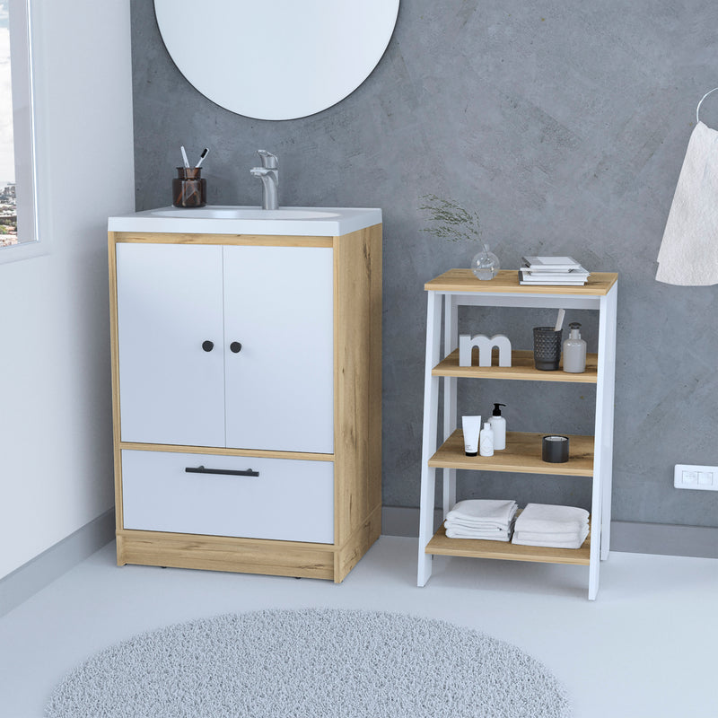 Combo Bicolor, Duna y Blanco, incluye mueble lavamanos y optimizador bajo