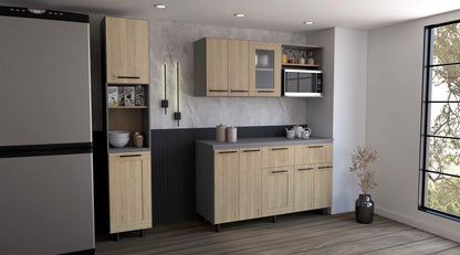 Combo Kitchen Hasselt, Rovere y Niebla, incluye alacena, módulo inferior y módulo superior 150
