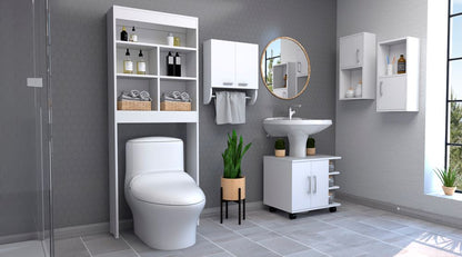 Combo Bicolor, Blanco, incluye botiquin bath 28, optimizador, mueble lavamanos y auxiliar