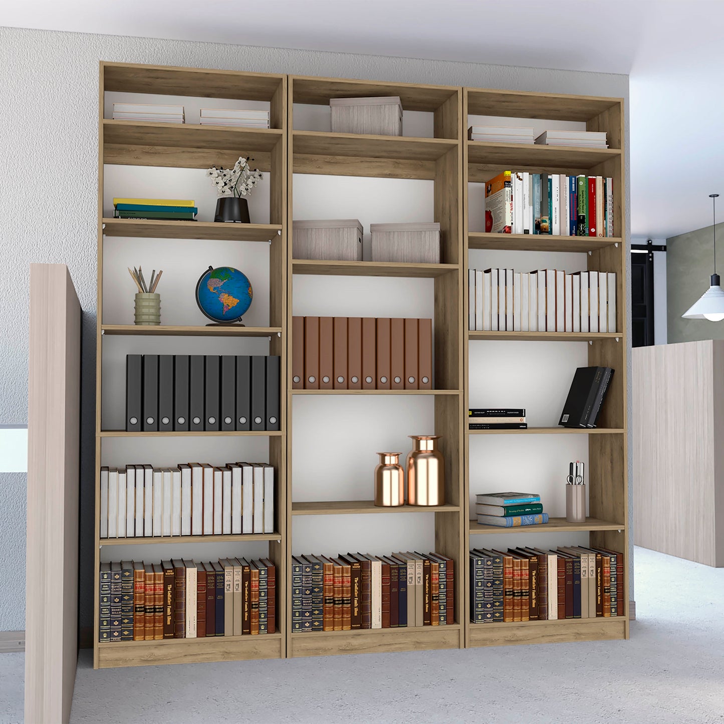 Combo Home, Estante Colección 31, Macadamia, con tres estantes