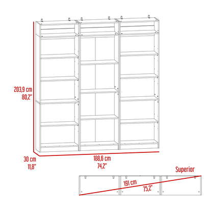 Combo Home, Estante Colección 31, Wengue, con tres estantes