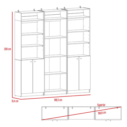 Combo Home, Estante Colección 32, Macadamia, con tres estantes
