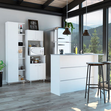 Combo Kitchen, Blanco, incluye mueble microondas 54, barra y optimizador