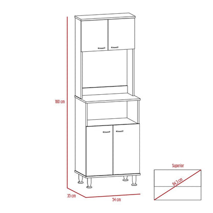 Combo Kitchen, Blanco y Rovere, incluye mueble microondas 54, barra y optimizador