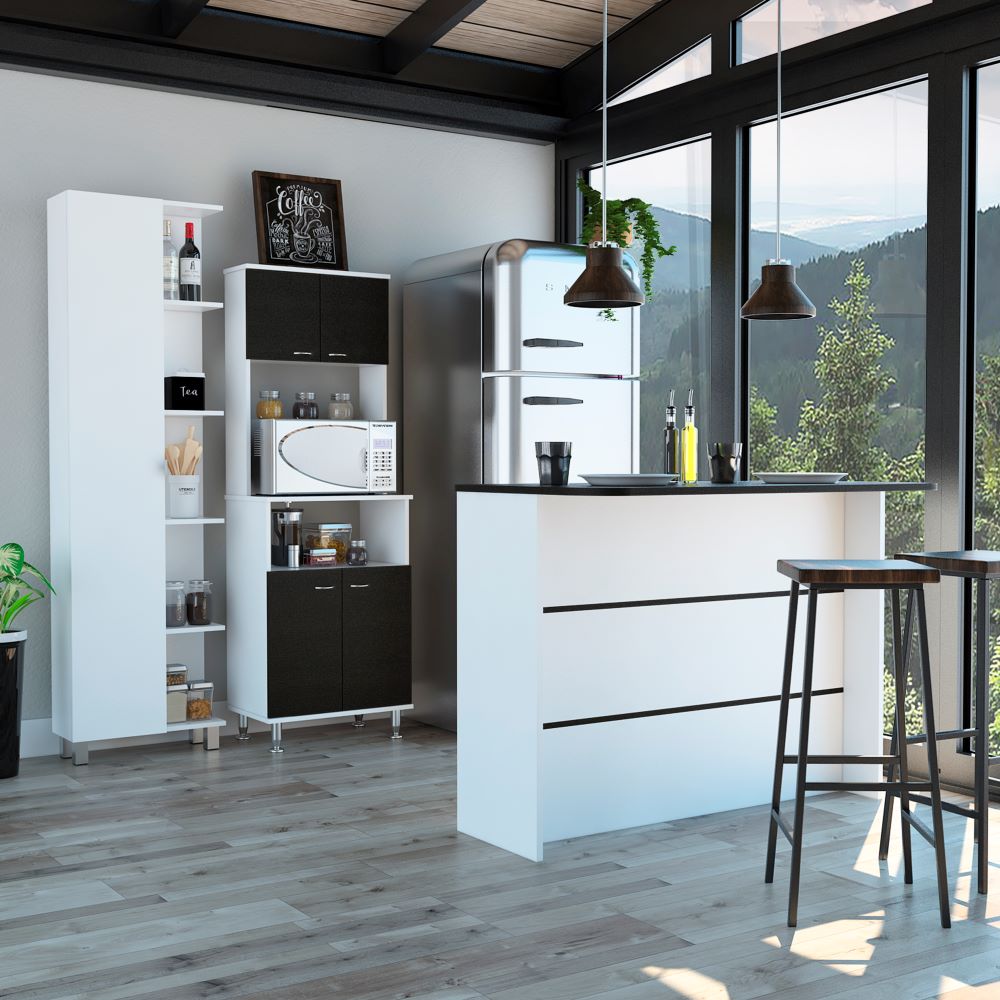 Combo Kitchen, Wengue y Blanco, incluye mueble microondas 54, barra y optimizador