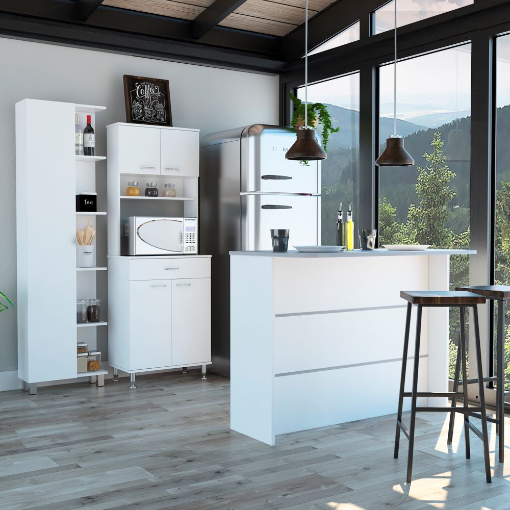 Combo Kitchen, Blanco, incluye mueble microondas 60, barra y optimizador