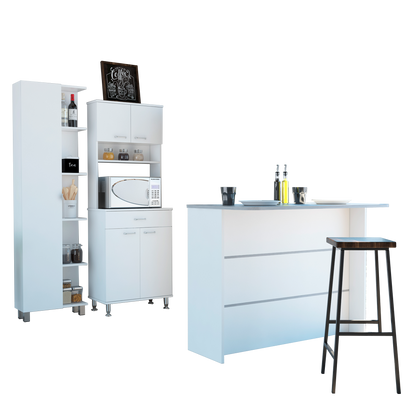 Combo Kitchen, Blanco, incluye mueble microondas 60, barra y optimizador