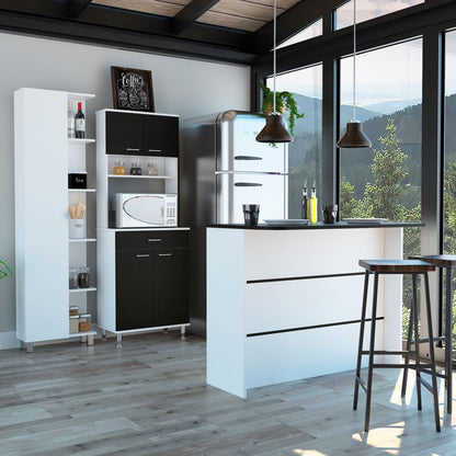 Combo Kitchen, Wengue y Blanco, incluye mueble microondas 60, barra y optimizador