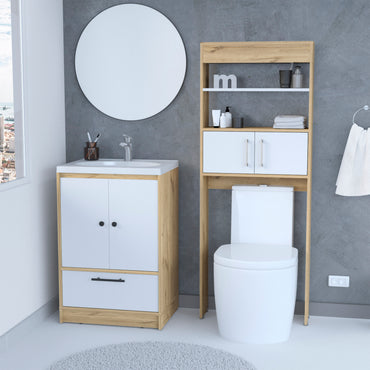 Combo Bicolor, Duna y Blanco, incluye mueble lavamanos y optimizador