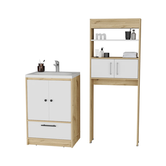 Combo Bicolor, Duna y Blanco, incluye mueble lavamanos y optimizador