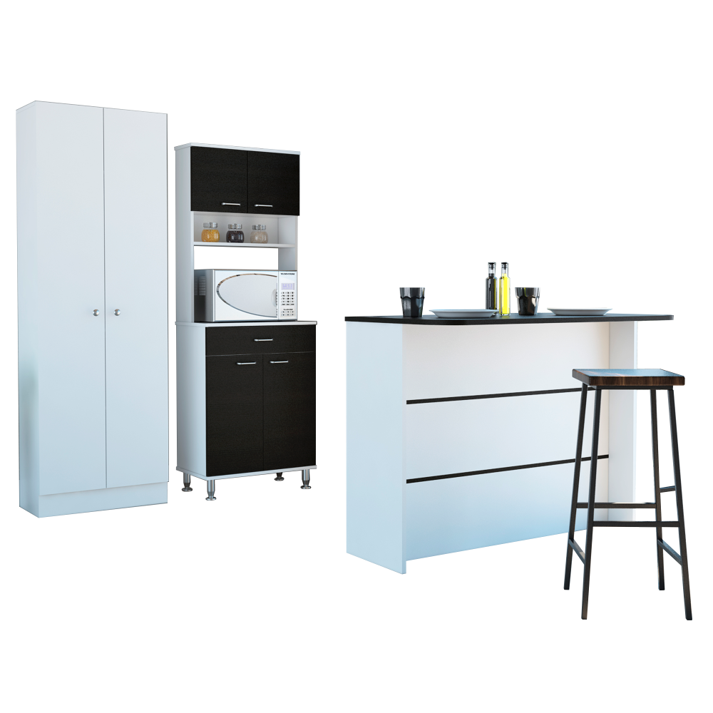 Combo Kitchen, Wengue y Blanco, incluye mueble cocina 60, barra y optimizador