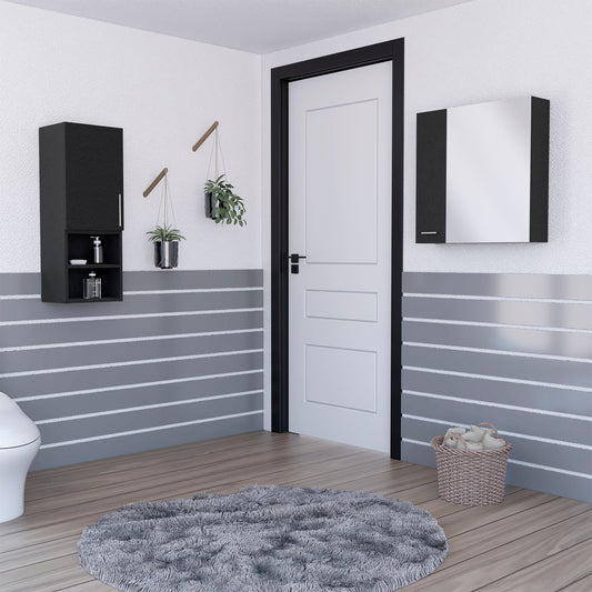 Combo Barcelona, Wengue, incluye botiquin con espejo y mueble auxiliar