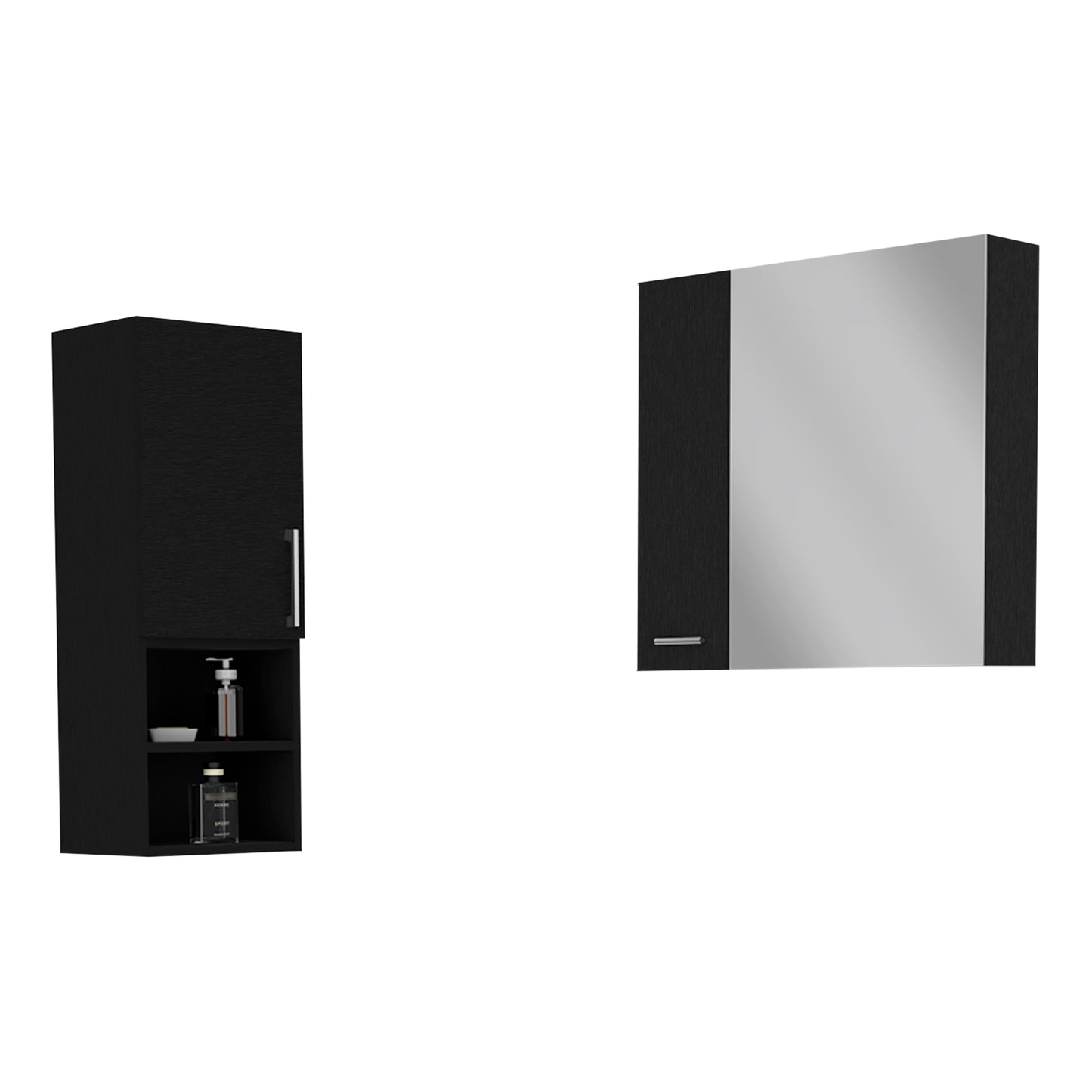 Combo Barcelona, Wengue, incluye botiquin con espejo y mueble auxiliar