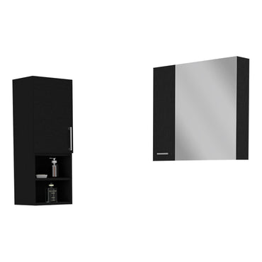 Combo Barcelona, Wengue, incluye botiquin con espejo y mueble auxiliar