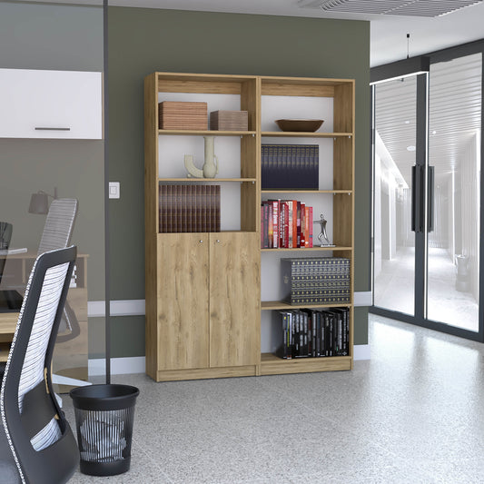Combo Home, Estante Colección 5, Macadamia, con un estante de dos puertas (vista 2)