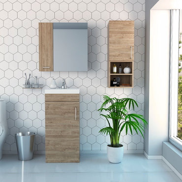Combo Mybath, Miel y Wengue, incluye botiquín, mueble lavamanos y muro