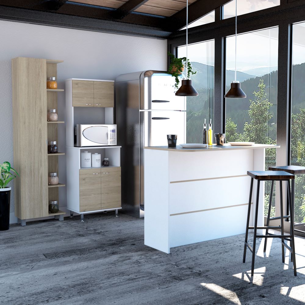 Combo Kitchen, Rovere y Blanco, incluye mueble cocina 54, barra y optimizador (vista 2)