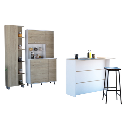 Combo Kitchen, Rovere y Blanco, incluye mueble cocina 60, barra y optimizador
