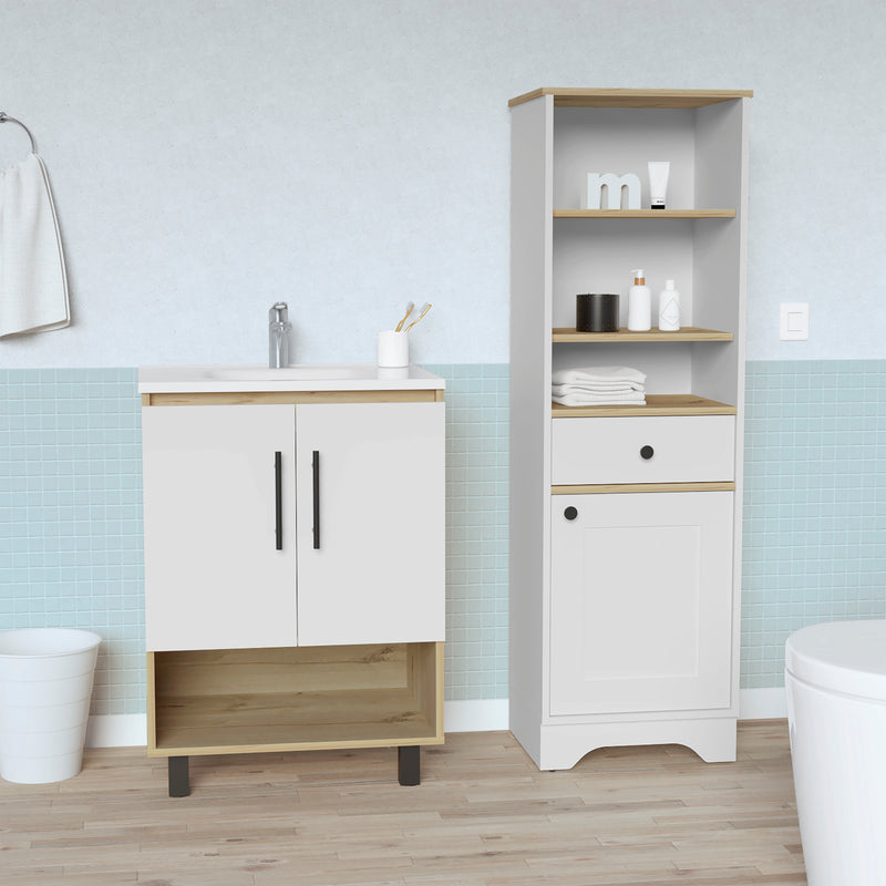 Combo Bicolor, Duna y Blanco, incluye mueble lavamanos y optimizador