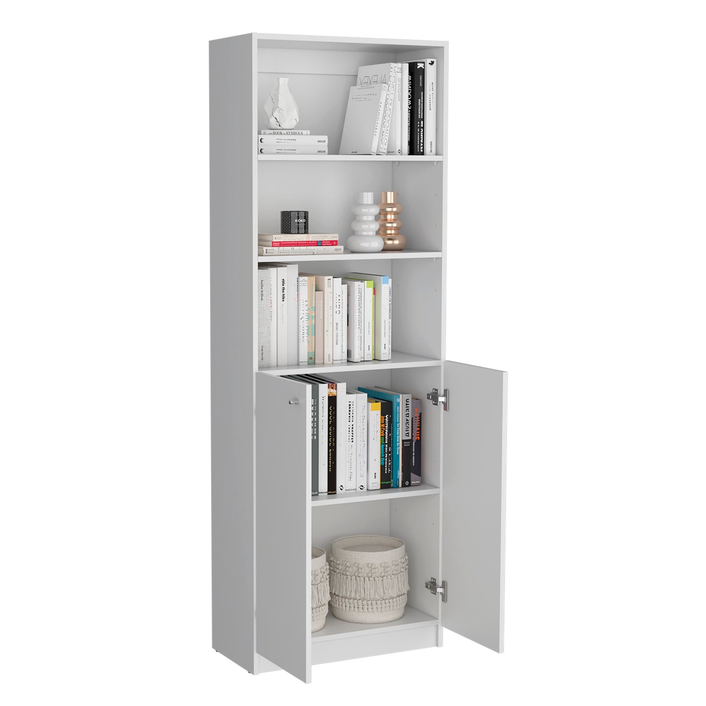 Combo Home, Estante Colección 6, Blanco, con un estante de dos puertas