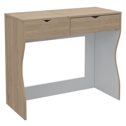 Combo Perla, Rovere y Blanco, incluye mueble de tocador, cómoda y velador con espejo