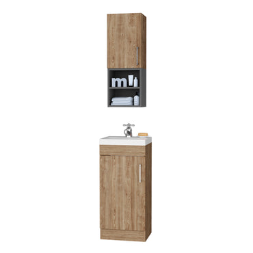 Combo Madrid, Miel, incluye mueble de lavamanos y mueble auxiliar