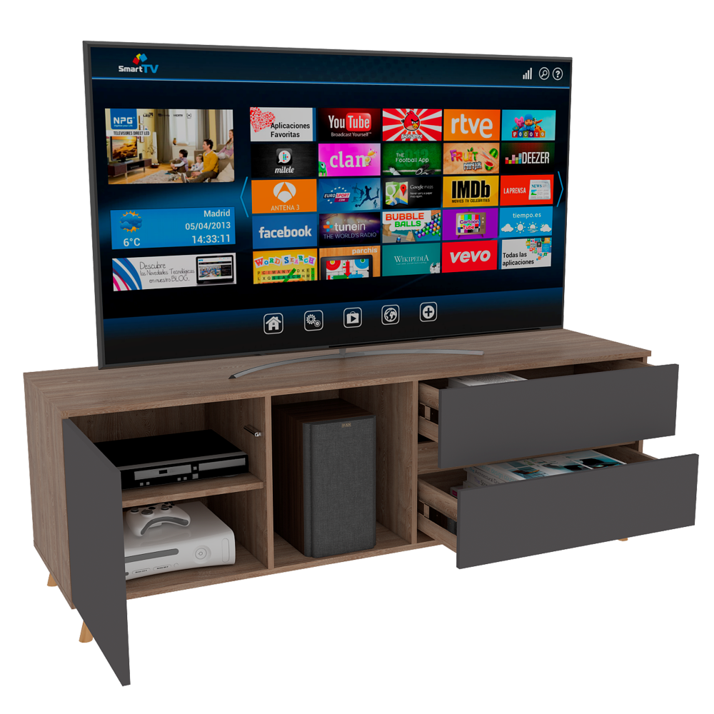 Combo Salem, Miel y Plomo, incluye rack TV, vitrina y mesa centro