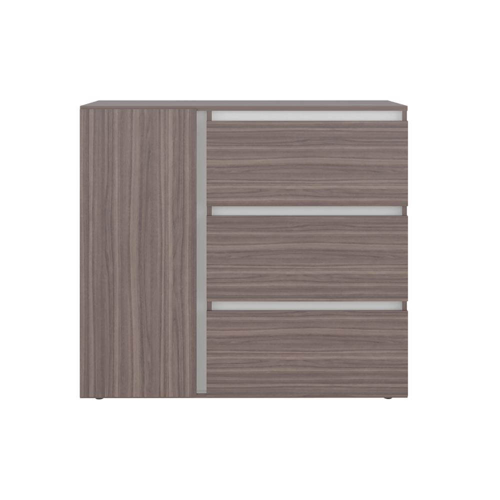 Comoda Niza Una Puerta Tres Cajones, Avellana / Blanco (vista 5)
