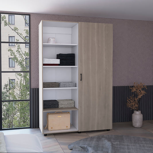 Closet Eco, Bardolino Y Blanco, Una Puerta Y Cinco Repisas