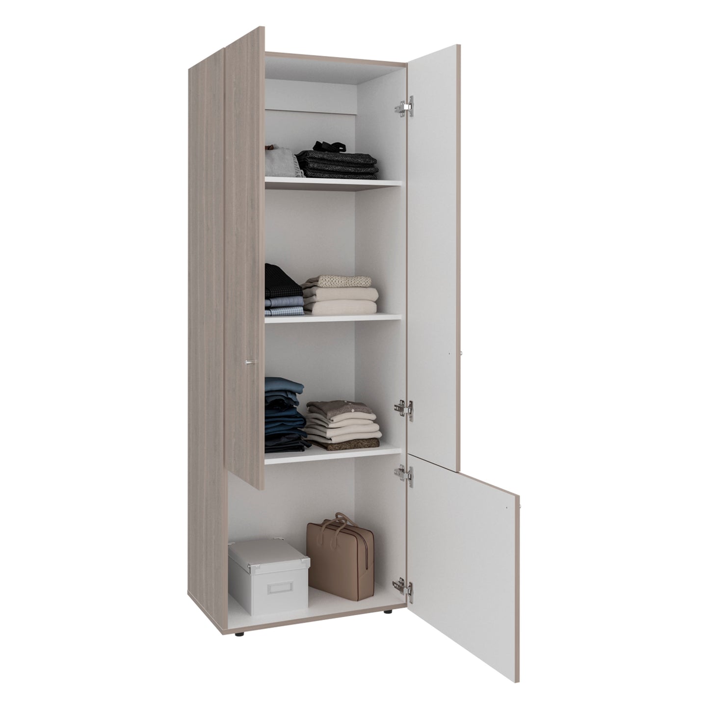 Combo Closet H-200 Seis Puertas, Almacenamiento, Zapatero, Colgado, Color Bardolino