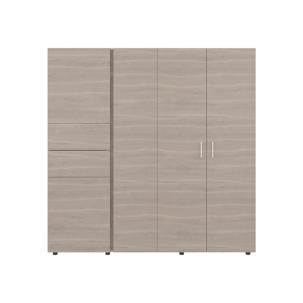 Closet Antalya 200x200, Bardolino y Blanco, con 5 puertas abatibles