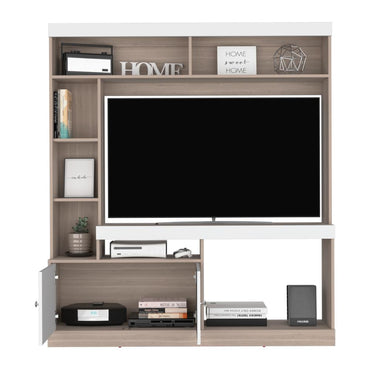 Estante Tv 65", Café Claro Y Blanco