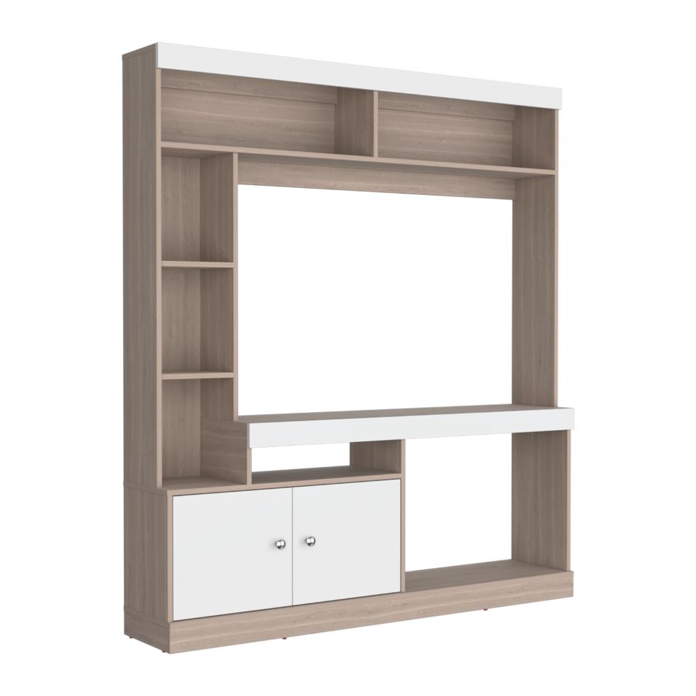 Estante Tv 65", Café Claro Y Blanco