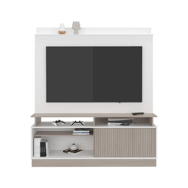 Mesa Para Tv Thun, Blanco Duqueza y Bardolino, con espacio central para tv de hasta 70"