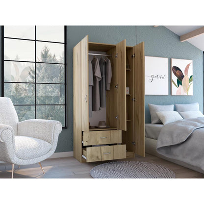 Closet tres Puertas Dos Cajones, Café Claro Y Blanco