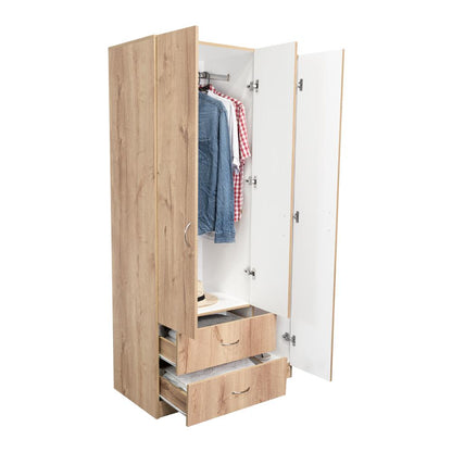 Closet tres Puertas Dos Cajones, Café Claro Y Blanco