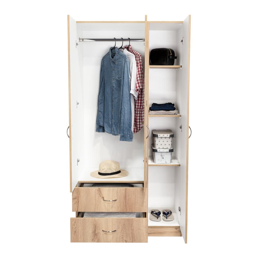 Closet tres Puertas Dos Cajones, Café Claro Y Blanco