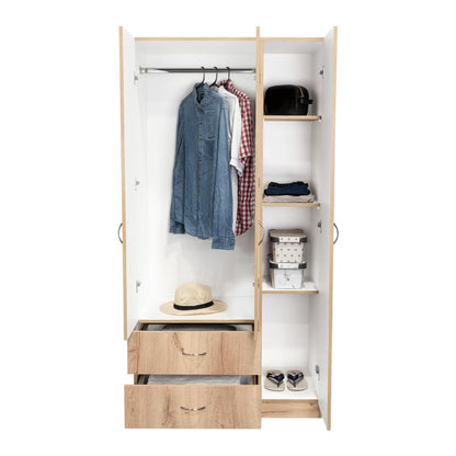 Closet tres Puertas Dos Cajones, Café Claro Y Blanco