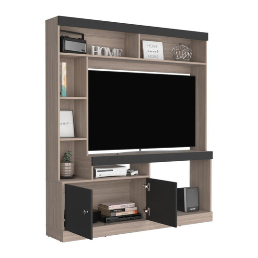 Estante Tv 65", Café Beige Y Negro