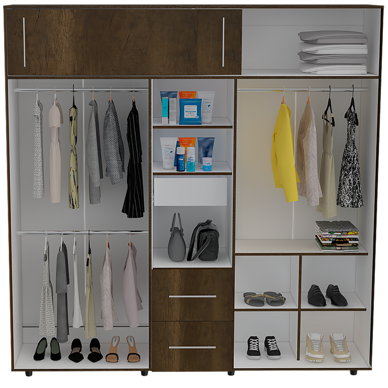 Closet Z-200 Bigaf, Siete Puertas Y 3 Cajones  Caramelo Y Blanco