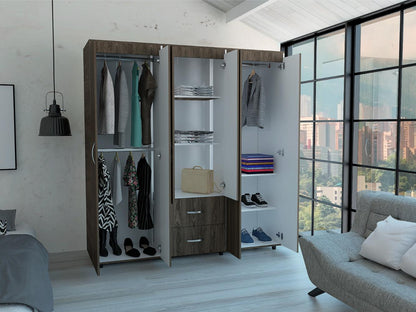 Closet Bariloche Bombay, Milan y Blanco, Variedad de Entrepaños y Seis Puertas Abatibles