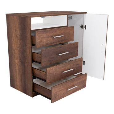 Organizador Barlovento, Cobre y Blanco, con Cuatro Cajones y una Puerta