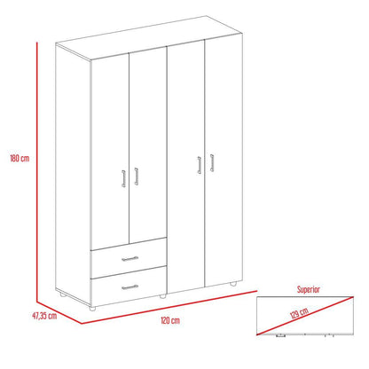 Closet Arkola, Wengue, con Dos Cajones Organizadores y Cuatro Puertas Abatibles