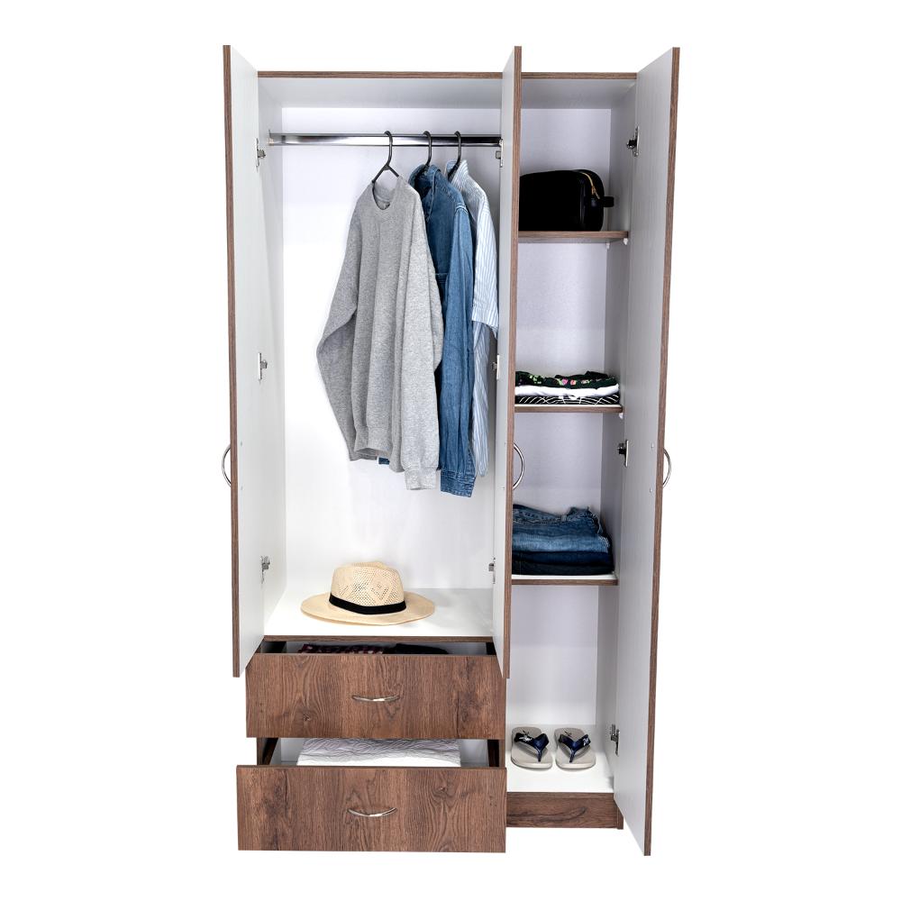 Closet América, Chocolate y Blanco, con Dos Cajones y Variedad de Entrepaños (vista 6)