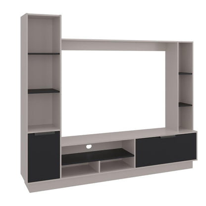 Estante Tv 60" Dos Puertas, Beige Y Negro